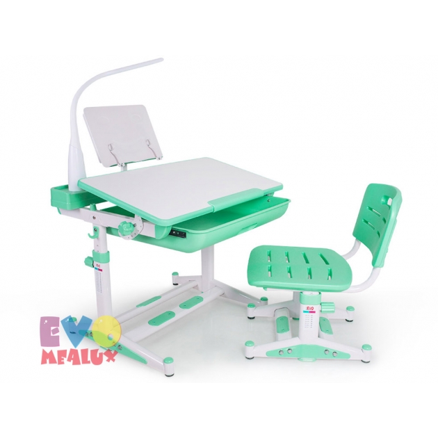 Детская парта и стульчик Mealux EVO-04 New green с лампой